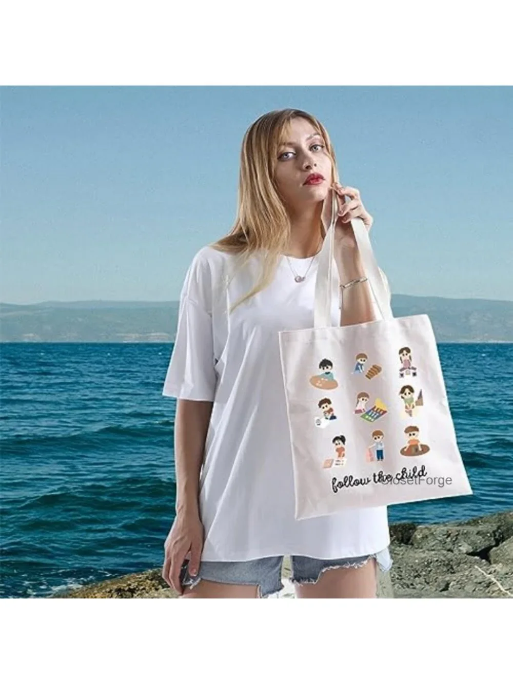 Canvas Tote Bag for Women Large Waterproof Shoulder Bag